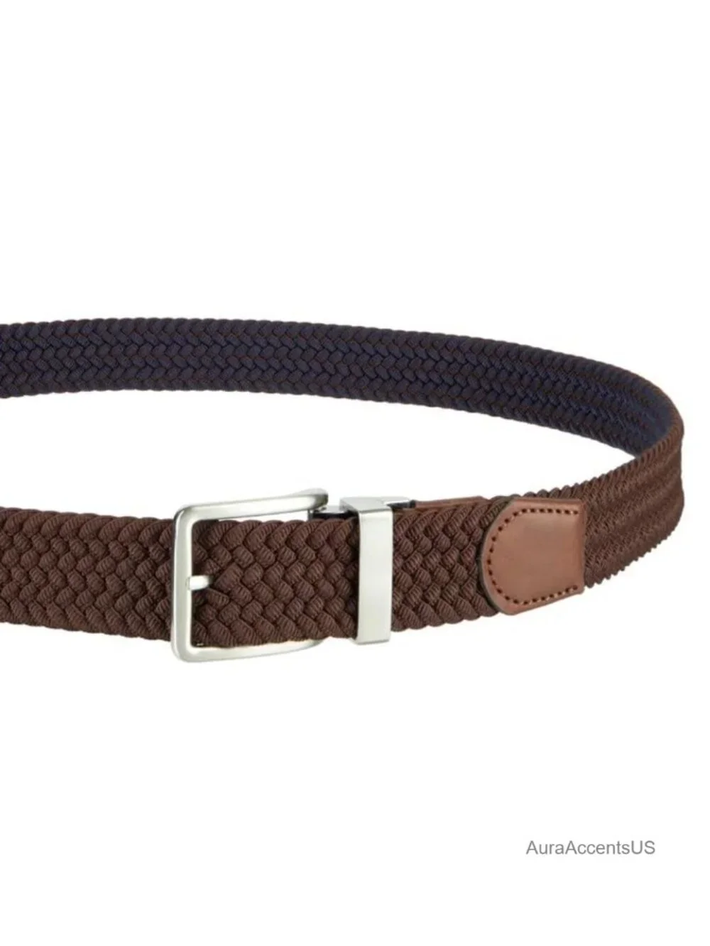 Men's Stretch Braided Reversible Belt Two-in-One Casual Belt